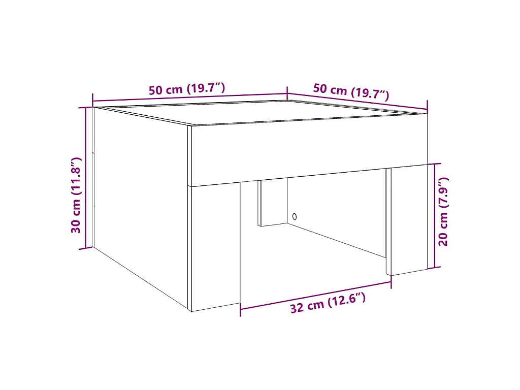 Couchtisch mit Infinity-LED Braun Eichen-Optik 50x50x30 cm