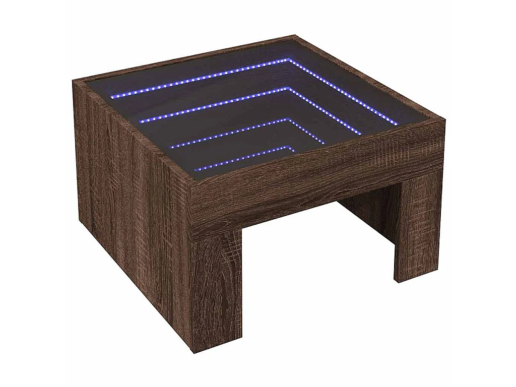 Couchtisch mit Infinity-LED Braun Eichen-Optik 50x50x30 cm