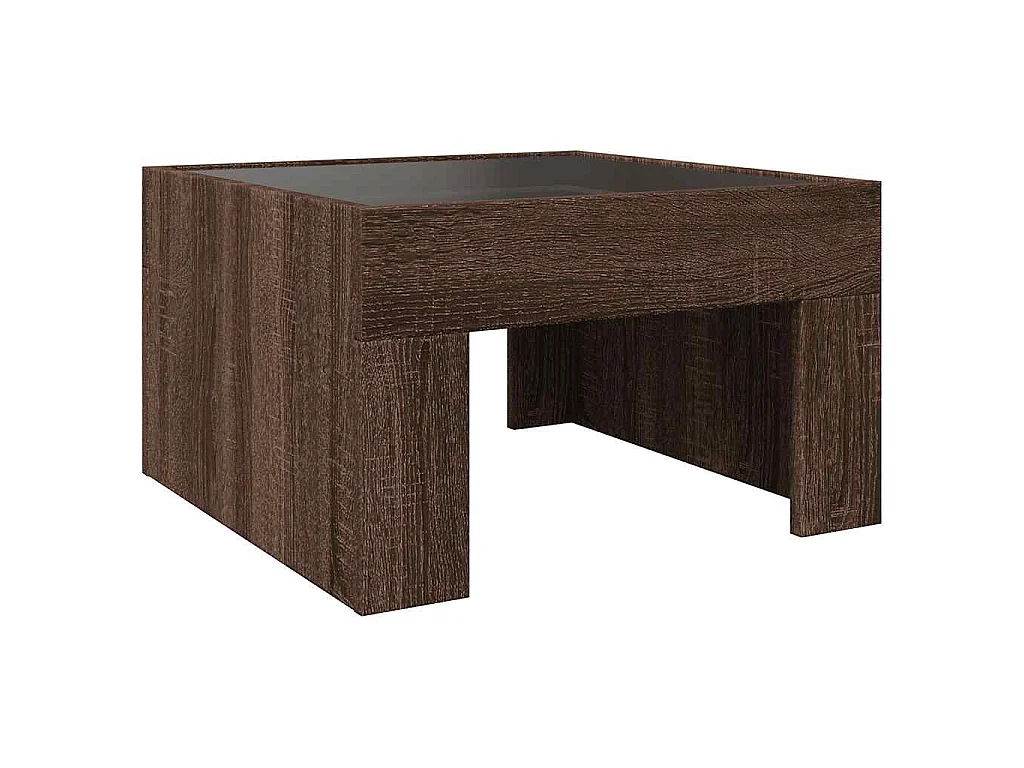 Couchtisch mit Infinity-LED Braun Eichen-Optik 50x50x30 cm