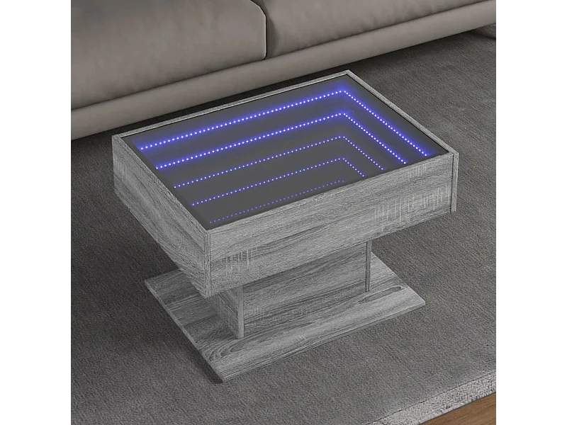 LED-Couchtisch Grau Sonoma 70x50x45 cm Holzwerkstoff