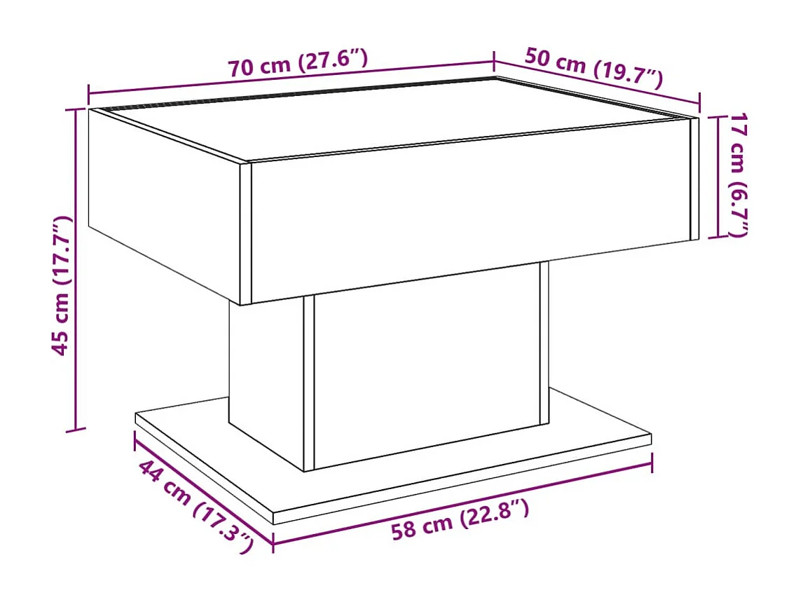 Table basse avec LED sonoma gris 70x50x45 cm bois d'ingénierie
