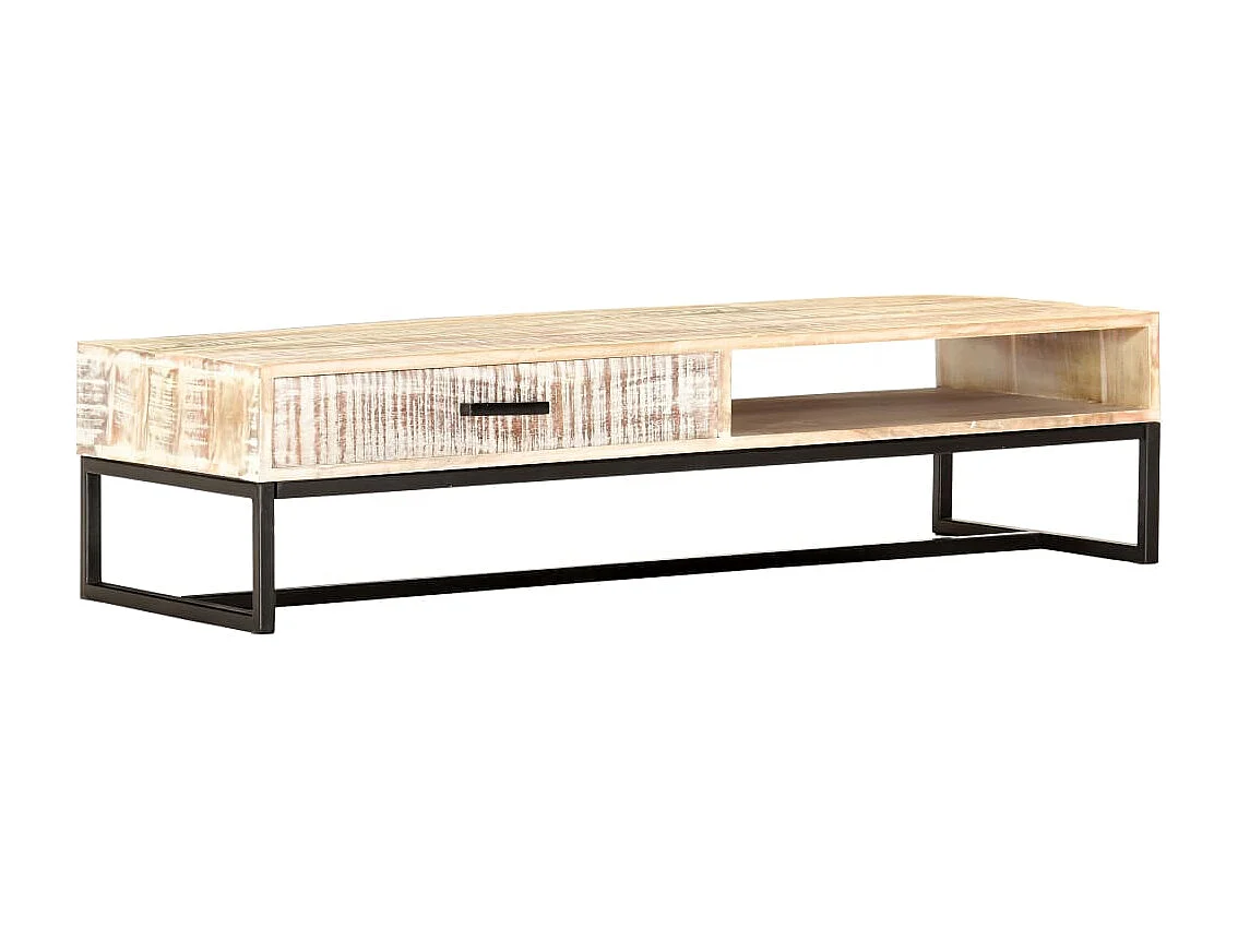 Tavolino da Caffè Bianco 117x50x30 cm Legno Massello di Acacia