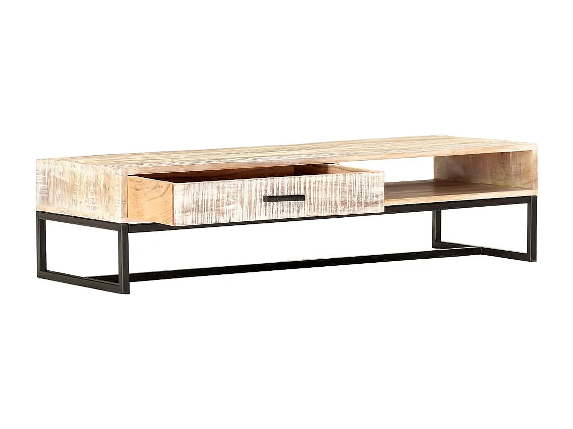 Tavolino da Caffè Bianco 117x50x30 cm Legno Massello di Acacia