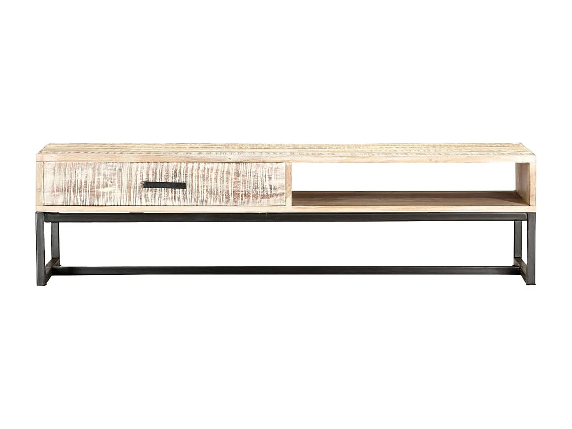 Tavolino da Caffè Bianco 117x50x30 cm Legno Massello di Acacia