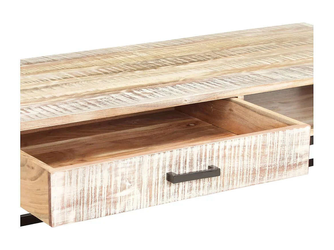 Tavolino da Caffè Bianco 117x50x30 cm Legno Massello di Acacia