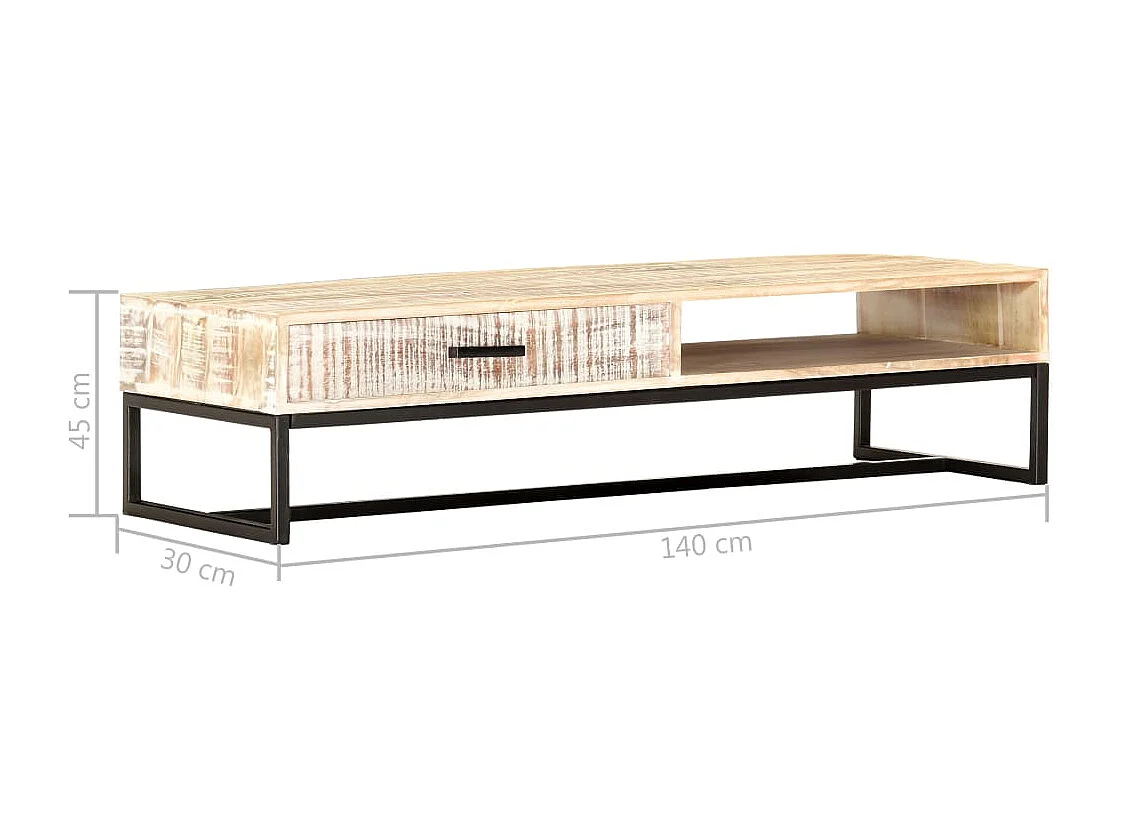 Tavolino da Caffè Bianco 117x50x30 cm Legno Massello di Acacia