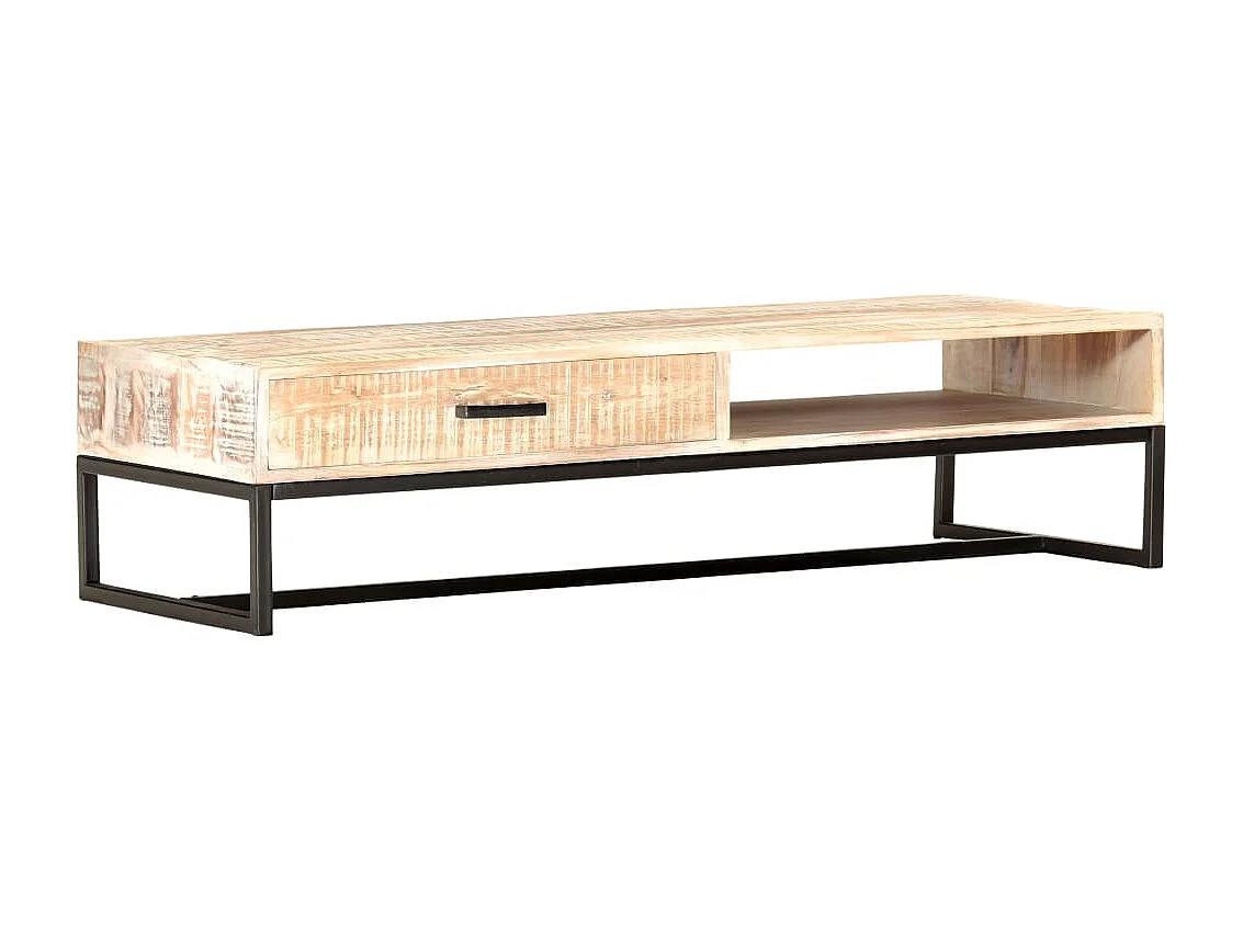 Tavolino da Caffè Bianco 117x50x30 cm Legno Massello di Acacia