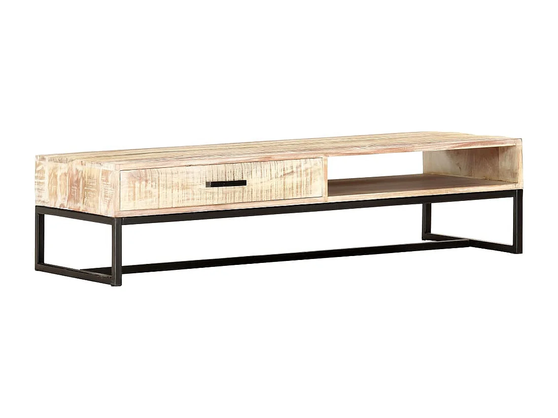 Tavolino da Caffè Bianco 117x50x30 cm Legno Massello di Acacia