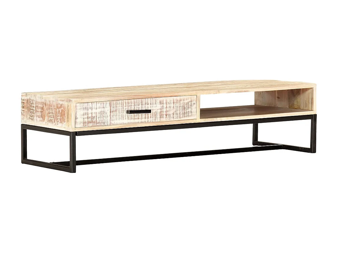 Tavolino da Caffè Bianco 117x50x30 cm Legno Massello di Acacia
