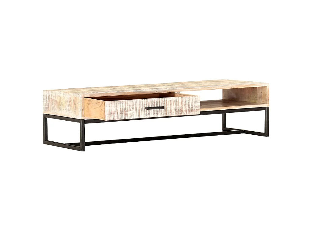 Table basse Blanc 117x50x30 cm Bois d'acacia solide