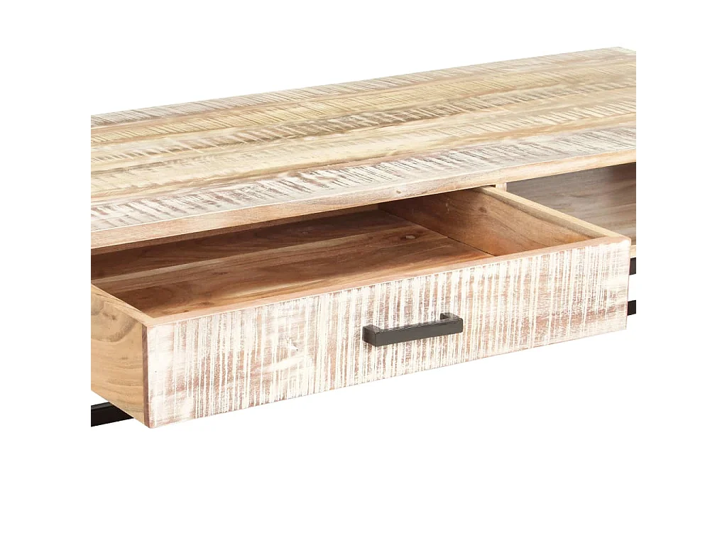 Table basse Blanc 117x50x30 cm Bois d'acacia solide