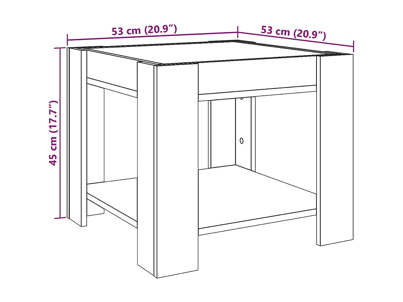 Table basse avec LED chêne fumé 53x53x45 cm bois d'ingénierie