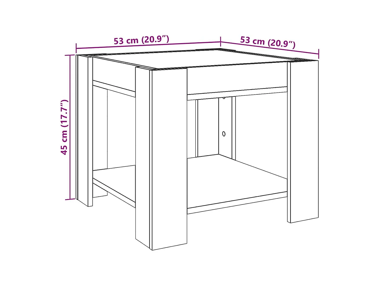 Table basse avec LED chêne fumé 53x53x45 cm bois d'ingénierie