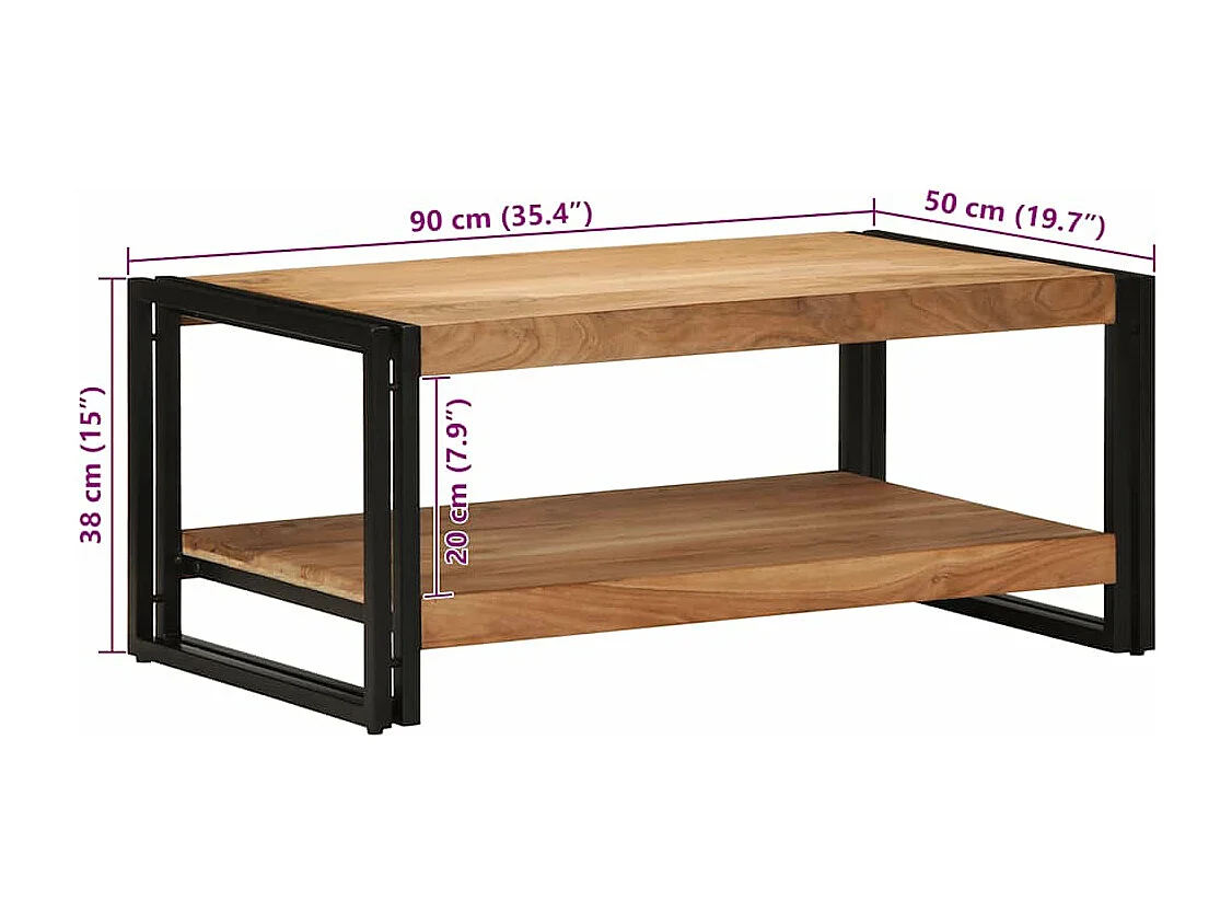 Mesa de centro 90x50x38 cm madeira de acácia maciça