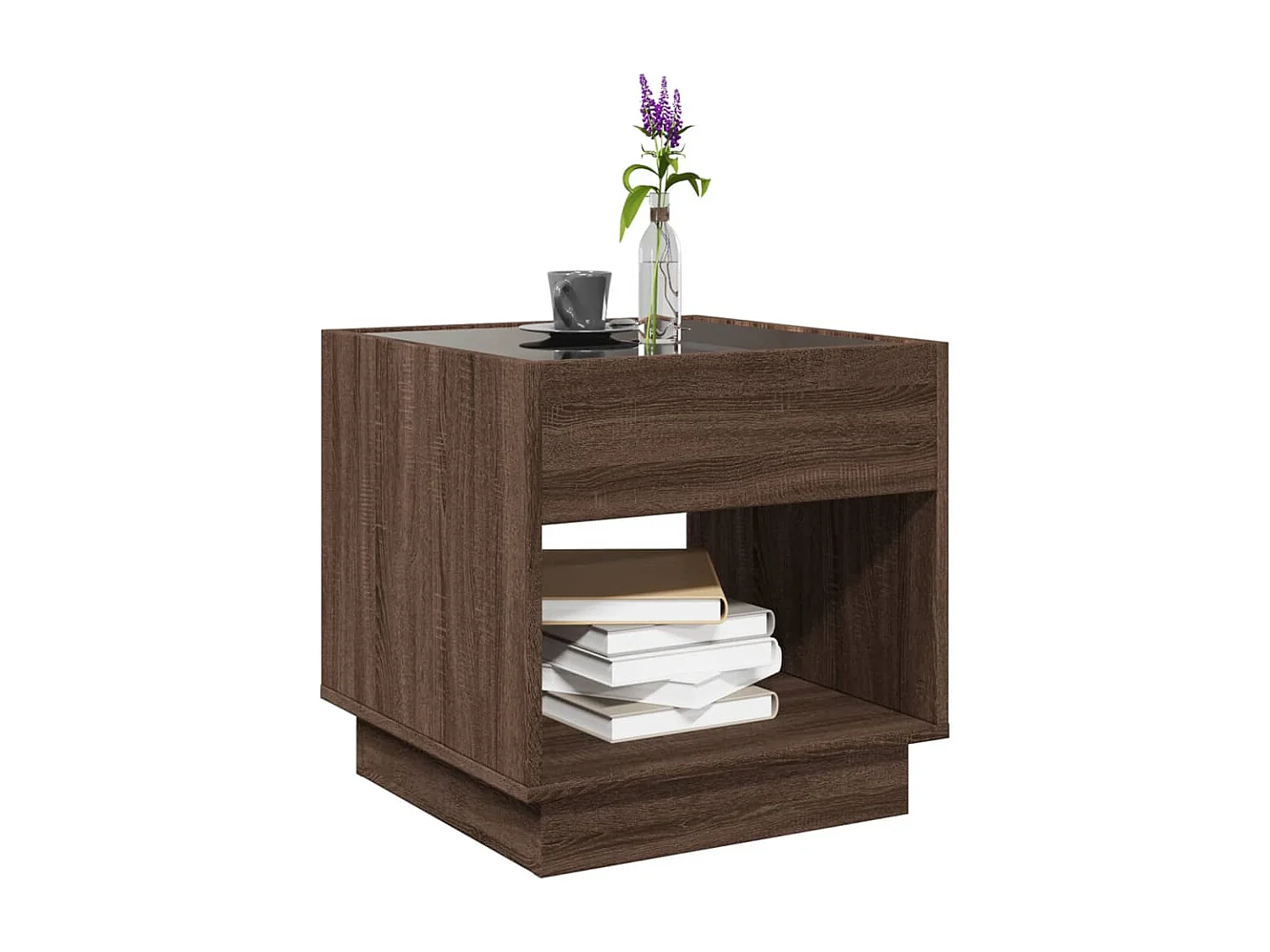 Table basse avec LED infini chêne marron 50x50x50 cm