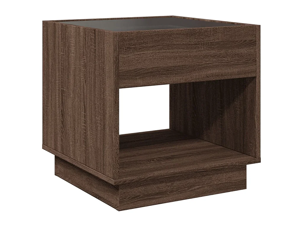Table basse avec LED infini chêne marron 50x50x50 cm