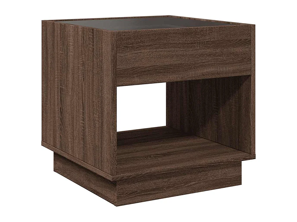 Couchtisch mit Infinity-LED Braun Eichen-Optik 50x50x50 cm