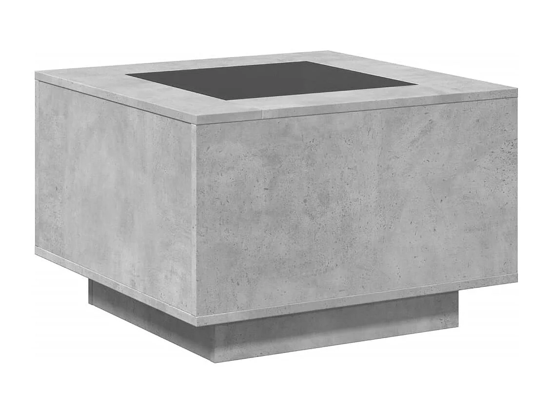 Table basse avec LED gris béton 60x60x40 cm bois d'ingénierie