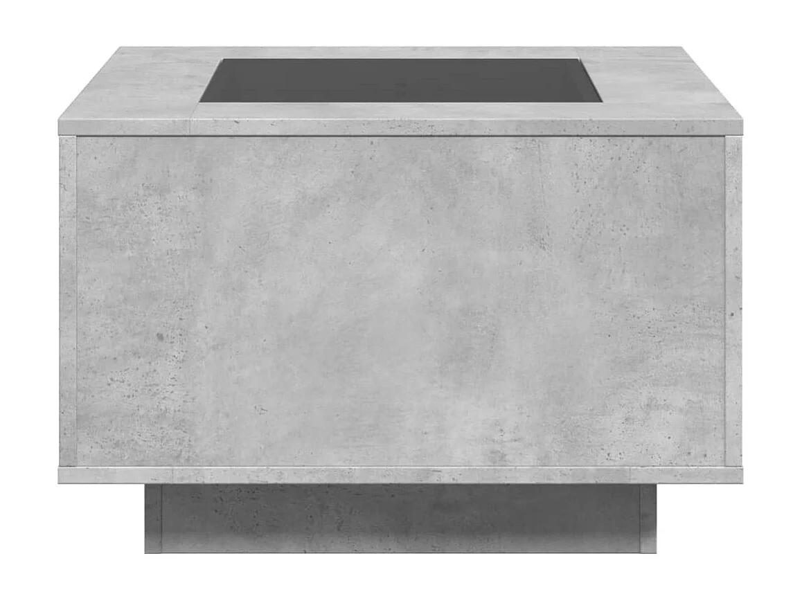 Table basse avec LED gris béton 60x60x40 cm bois d'ingénierie