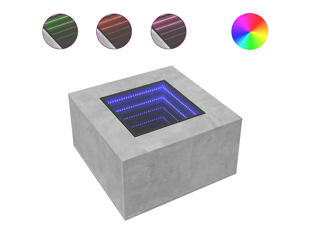 LED-Couchtisch Betongrau 60x60x40 cm Holzwerkstoff