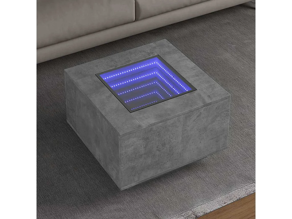 LED-Couchtisch Betongrau 60x60x40 cm Holzwerkstoff