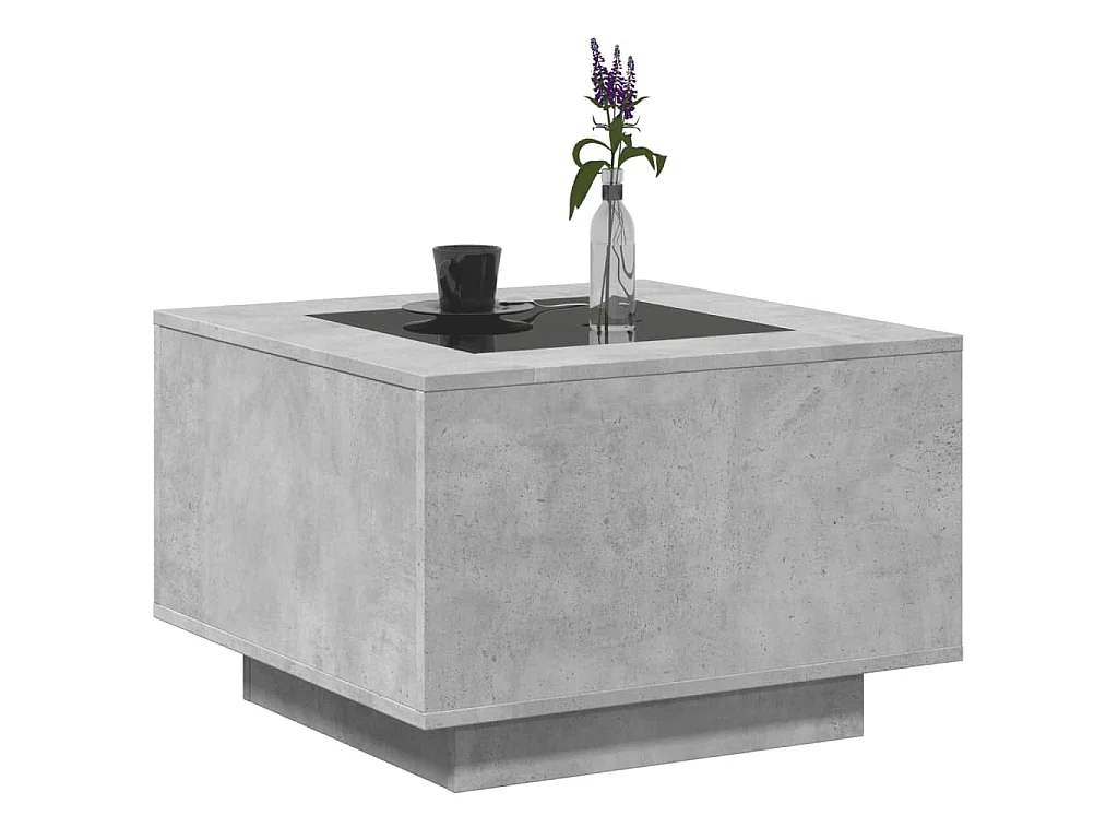 LED-Couchtisch Betongrau 60x60x40 cm Holzwerkstoff