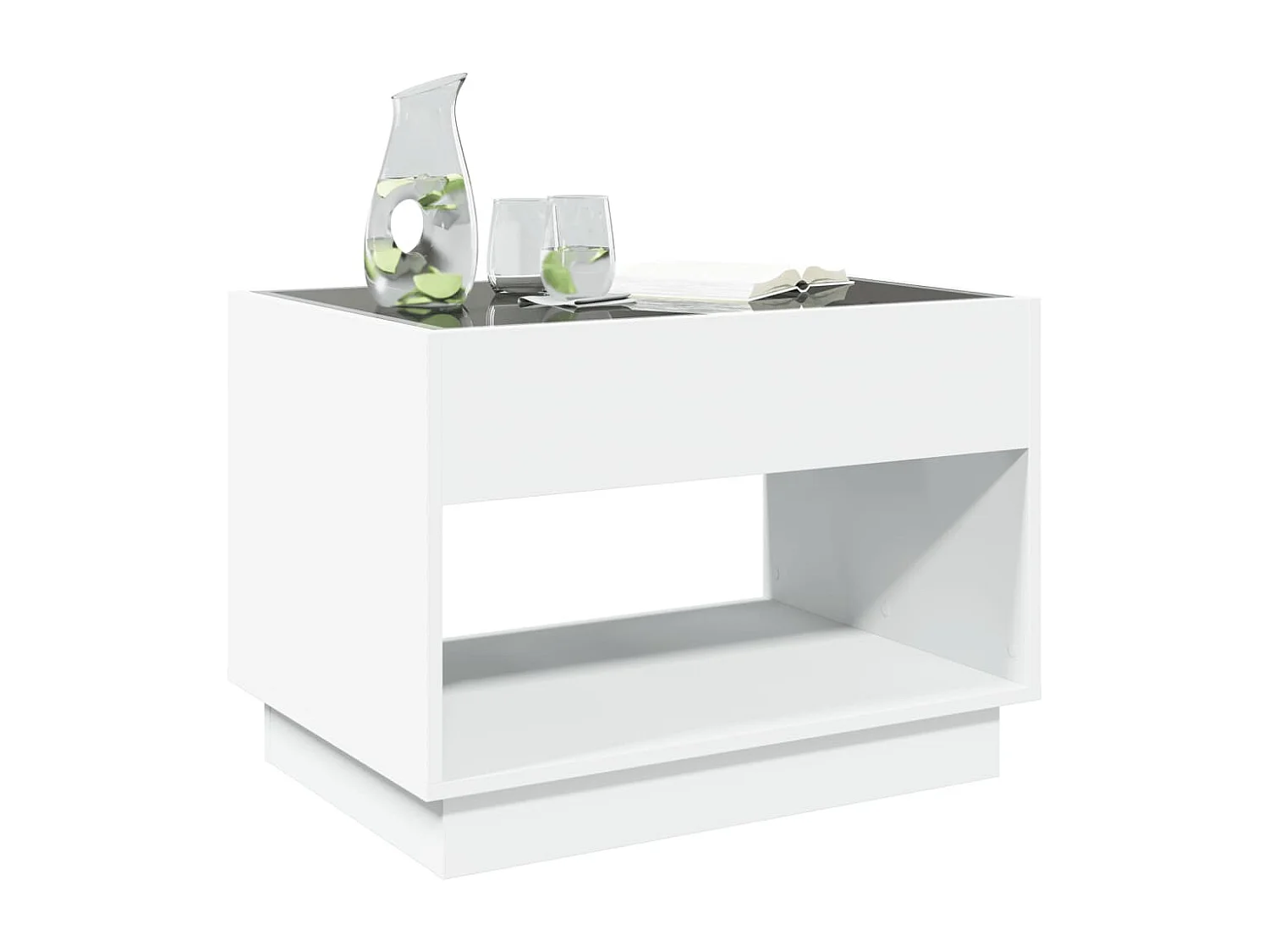 Table basse avec LED infini blanc 70x50x50 cm