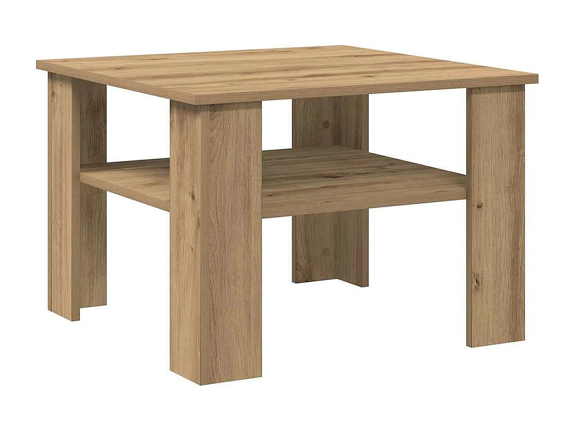 Table basse chêne artisanal 60x60x42cm bois d'ingénierie