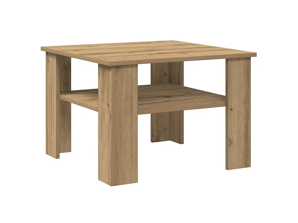 Table basse chêne artisanal 60x60x42cm bois d'ingénierie