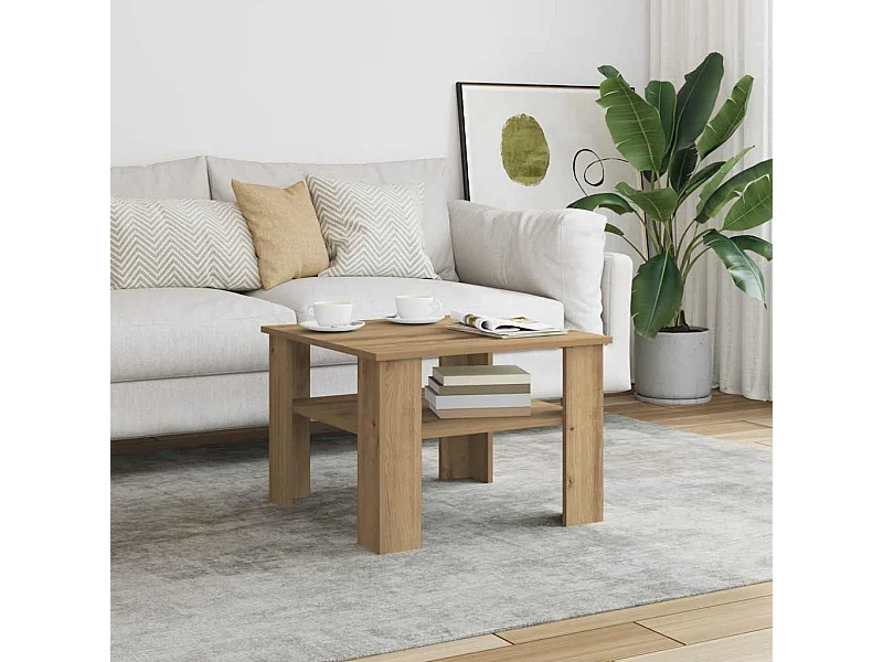 Tavolino Salotto Rovere Artigianale 60x60x42 cm in Truciolato