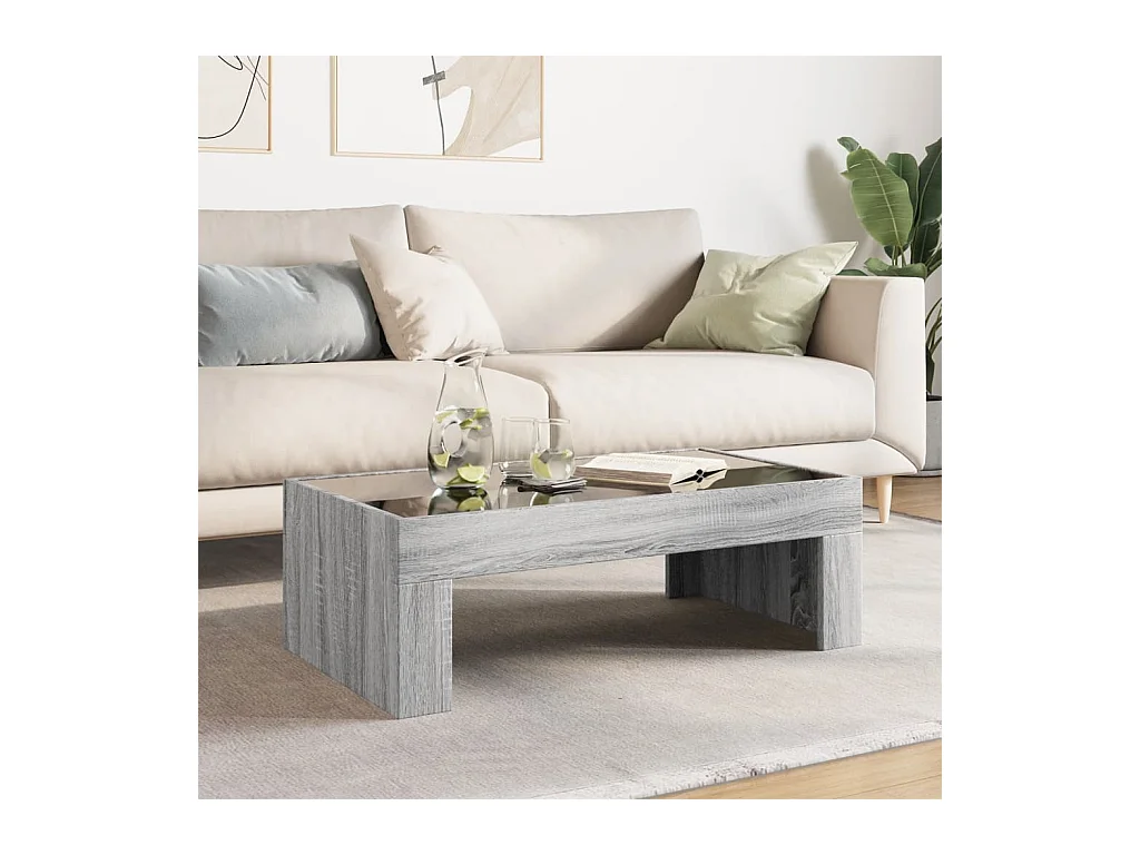 Table basse avec LED infini sonoma gris 90x50x30 cm