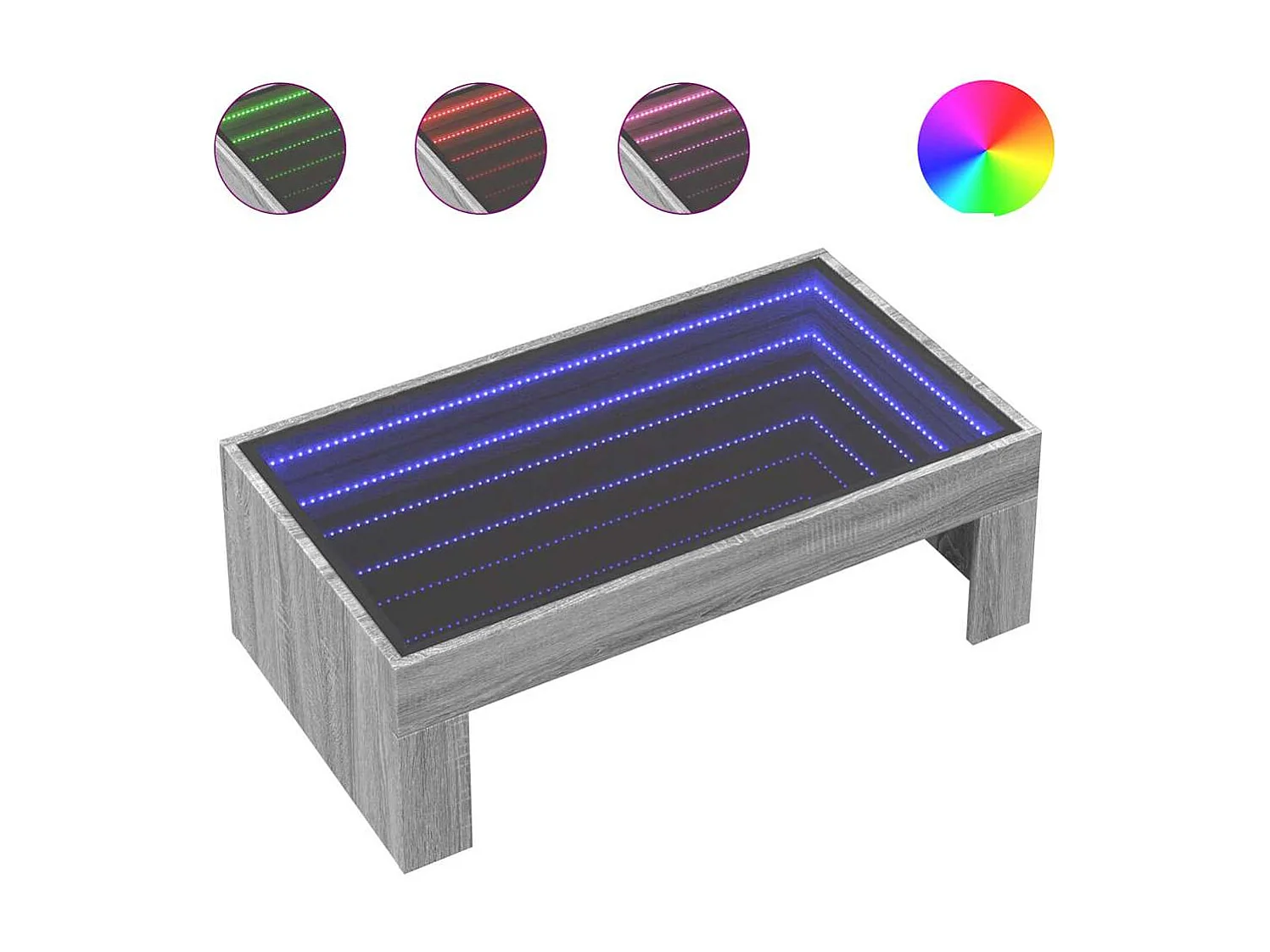 Salontafel met Infinity LED 90x50x30 cm grijs sonoma eikenkleur
