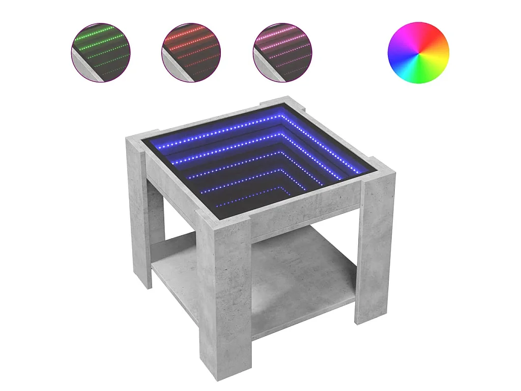 Tavolino Salotto con LED Grigio Cemento 53x53x45 cm Multistrato