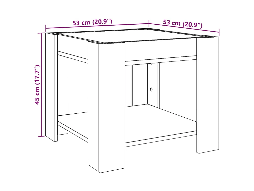 Tavolino Salotto con LED Grigio Cemento 53x53x45 cm Multistrato