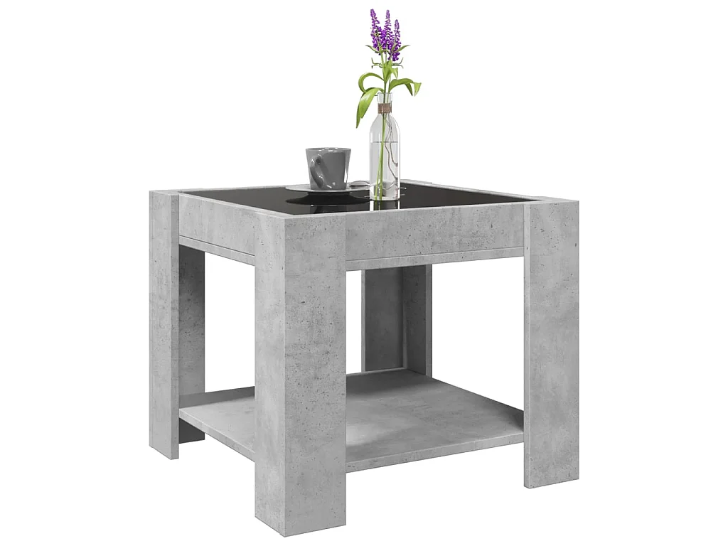 Tavolino Salotto con LED Grigio Cemento 53x53x45 cm Multistrato