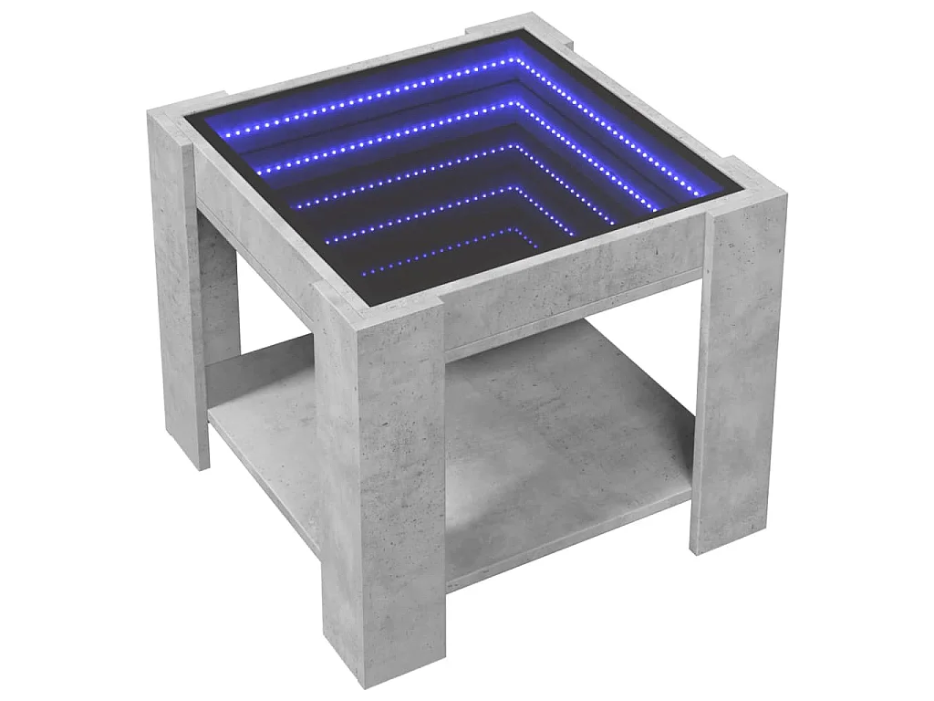 Tavolino Salotto con LED Grigio Cemento 53x53x45 cm Multistrato