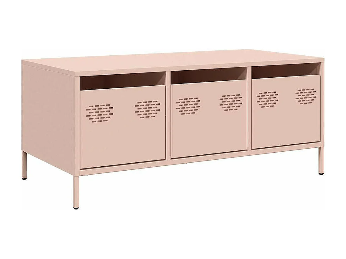 Mesa de centro 101,5x50x43,5 cm aço laminado a frio rosa