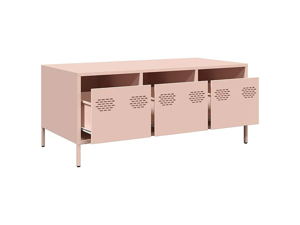 Couchtisch Rosa 101,5x50x43,5 cm Kaltgewalzter Stahl