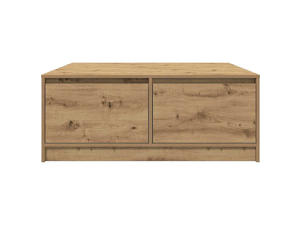 Mesa de centro con cajones roble artesanal 100x100x40 cm