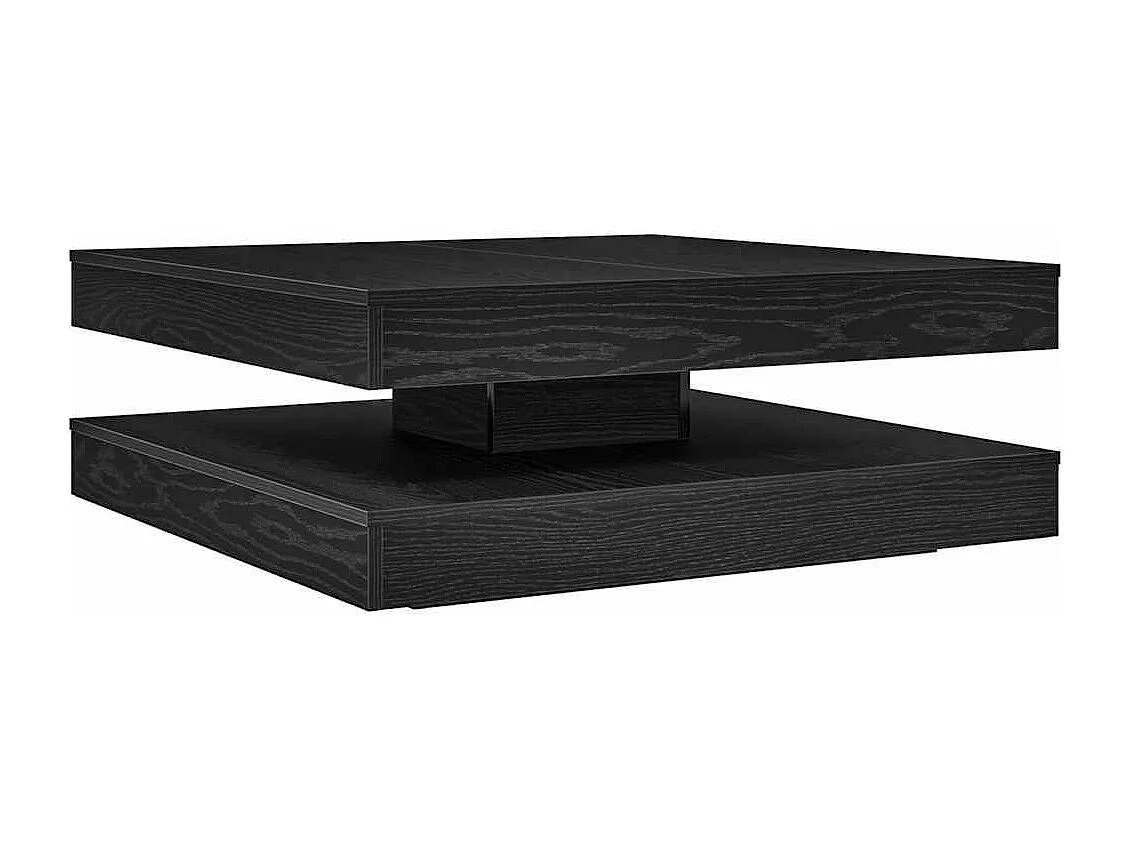 Couchtisch 360-Grad Drehbar Schwarz Eichen-Optik 90x90x34,5 cm