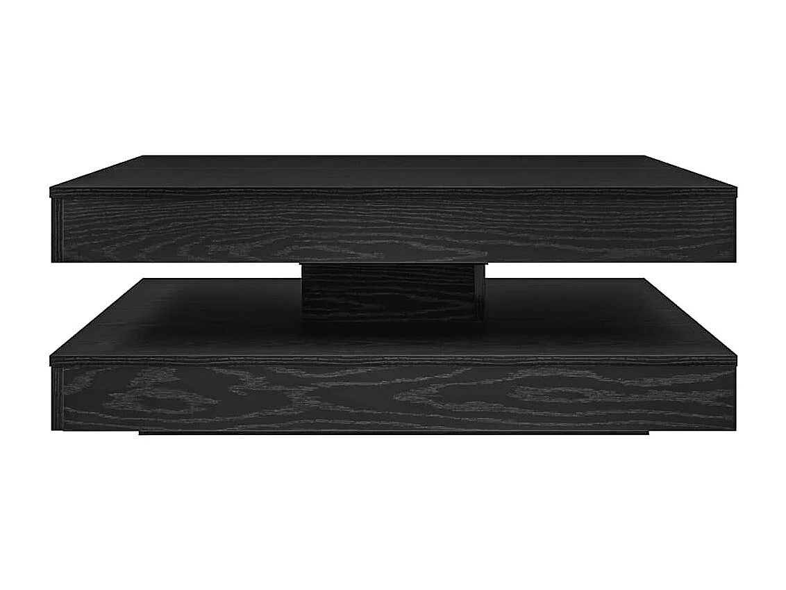 Couchtisch 360-Grad Drehbar Schwarz Eichen-Optik 90x90x34,5 cm