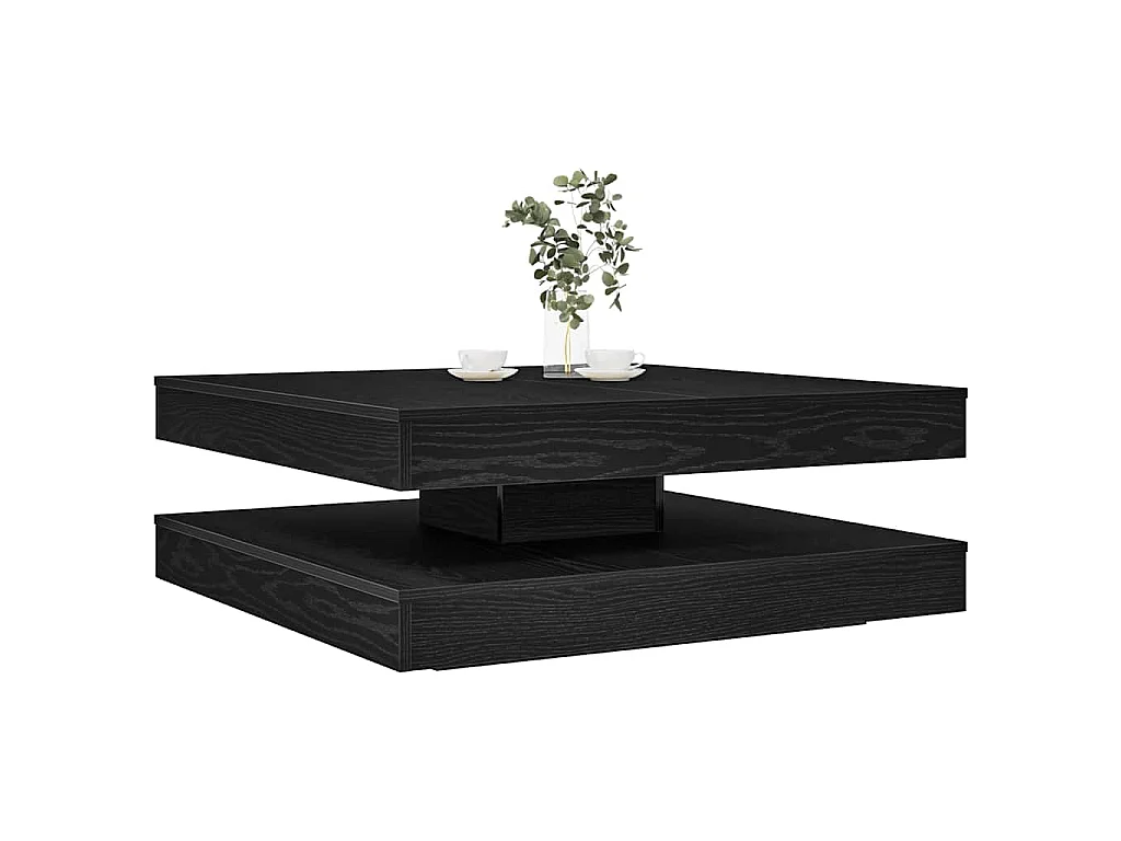 Tavolino da Caffè Girevole a 360 Gradi Nero 90x90x34,5 cm