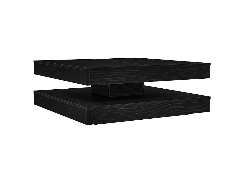 Tavolino da Caffè Girevole a 360 Gradi Nero 90x90x34,5 cm