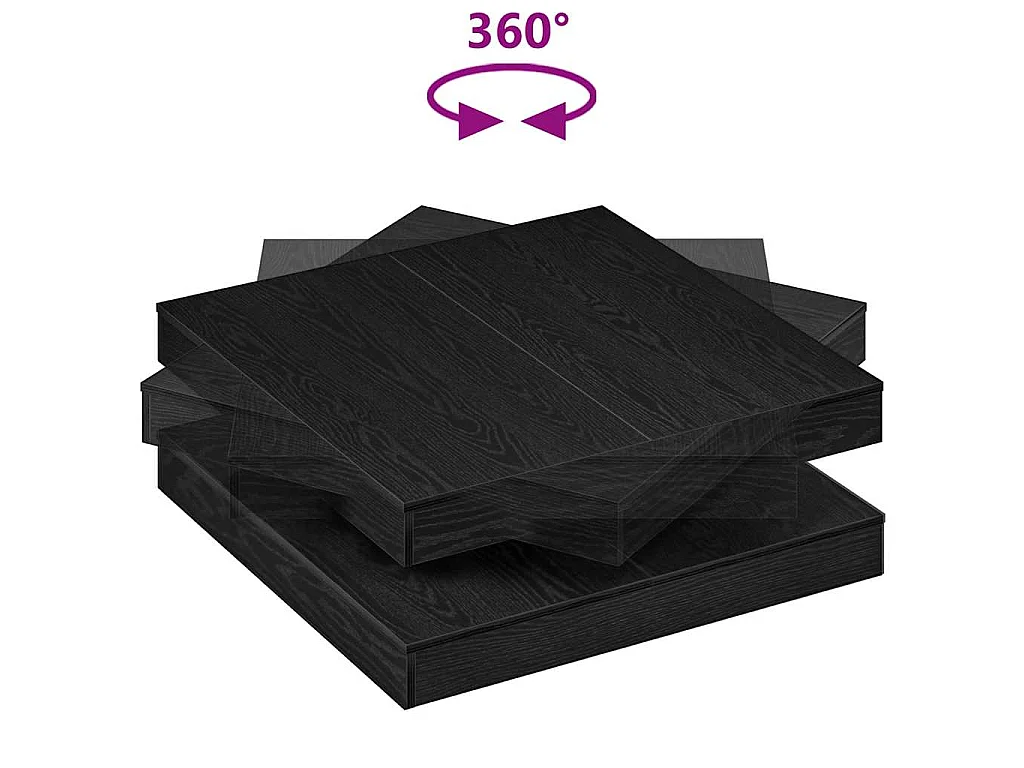 Tavolino da Caffè Girevole a 360 Gradi Nero 90x90x34,5 cm