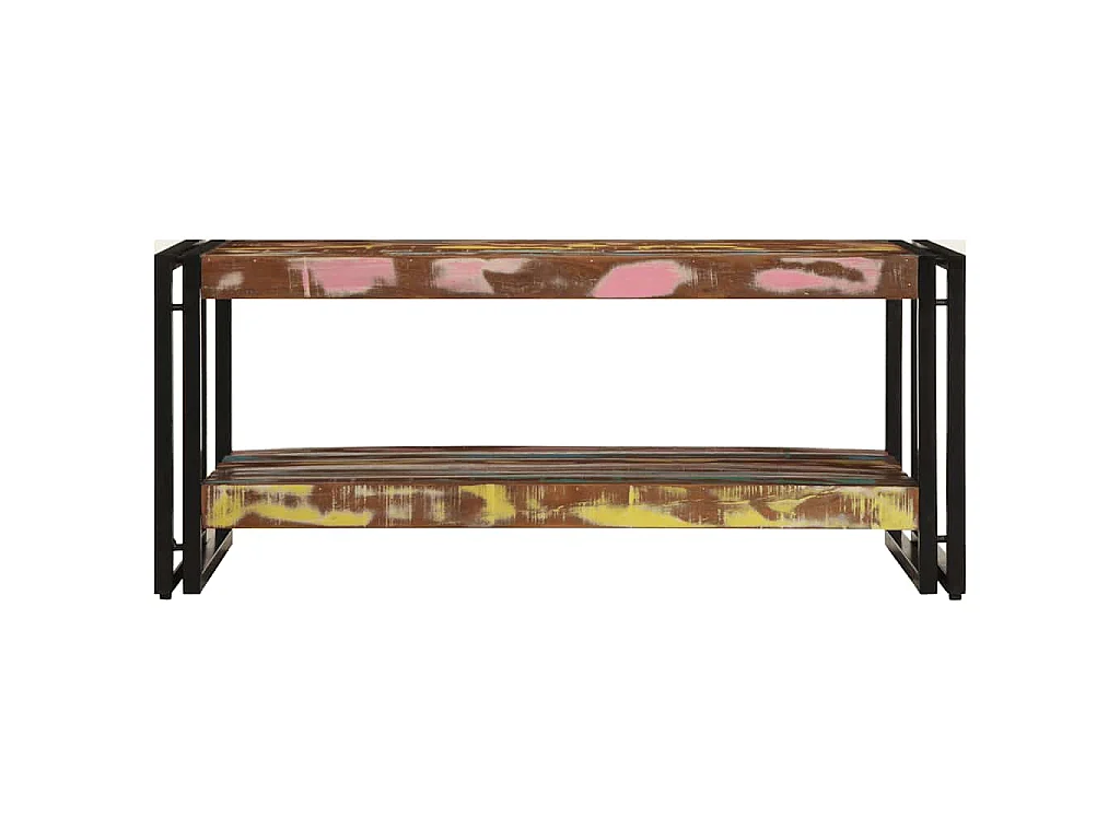 Table basse multicolore 90x50x38 cm bois de récupération massif