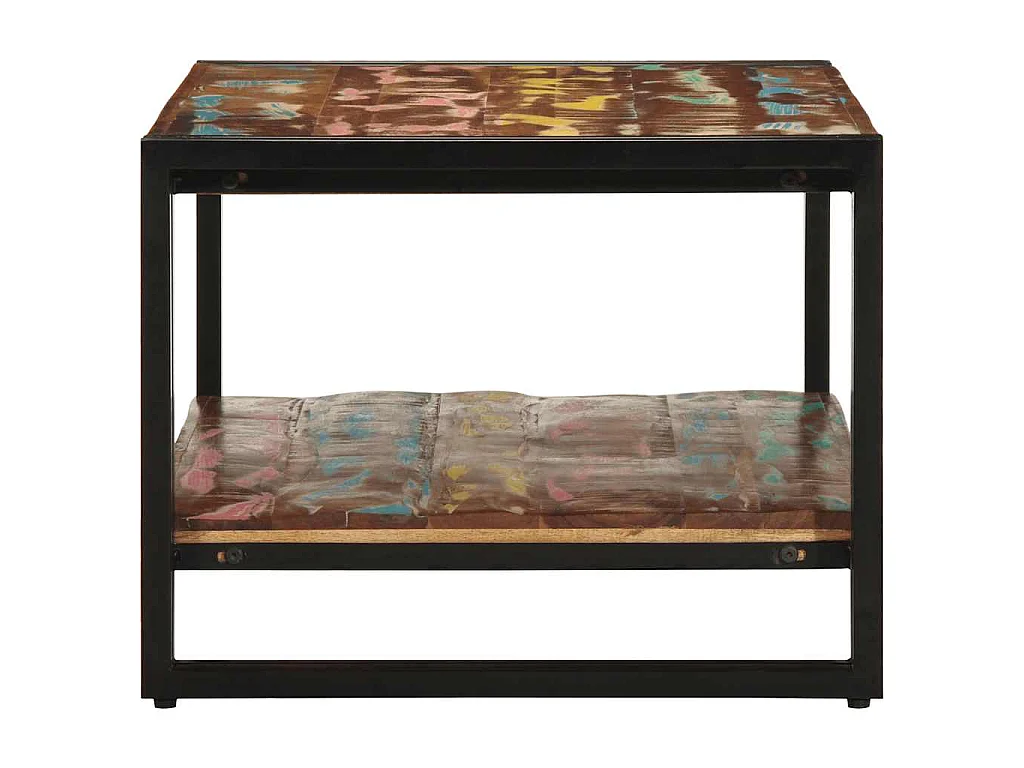 Table basse multicolore 90x50x38 cm bois de récupération massif