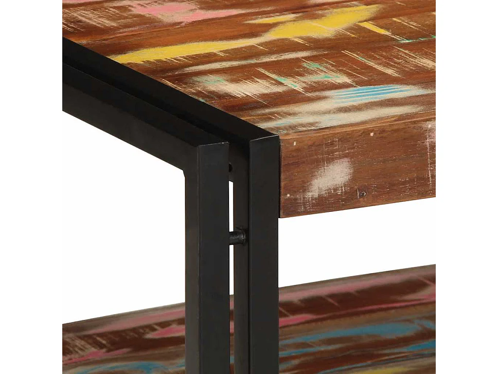 Table basse multicolore 90x50x38 cm bois de récupération massif