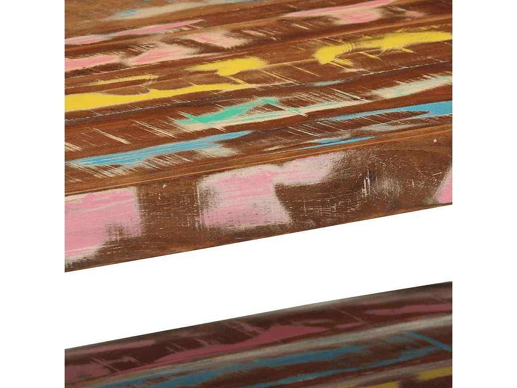Table basse multicolore 90x50x38 cm bois de récupération massif