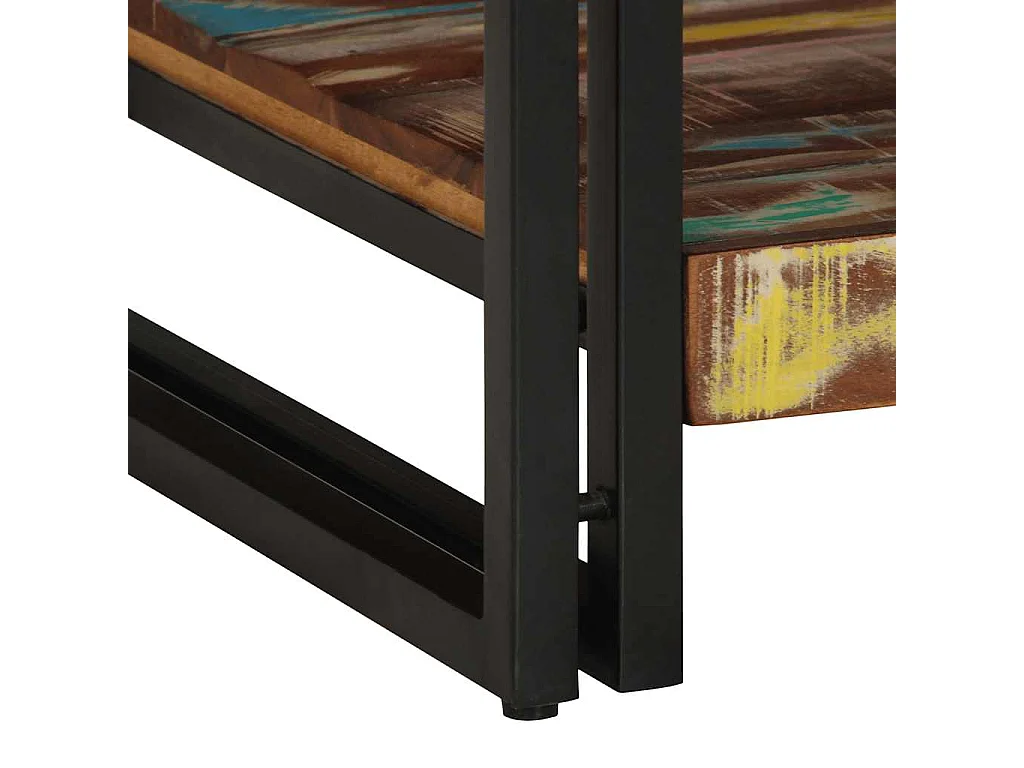 Table basse multicolore 90x50x38 cm bois de récupération massif