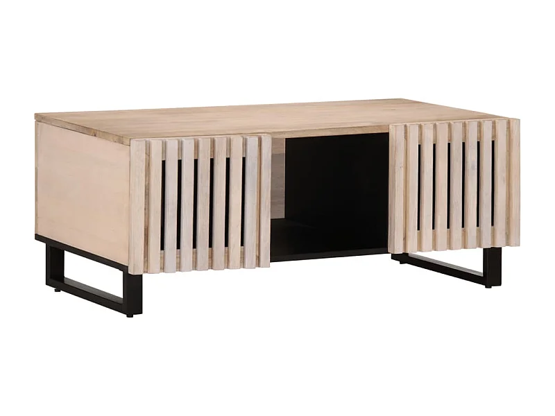 Table basse blanc 100x55x40 cm bois de manguier massif